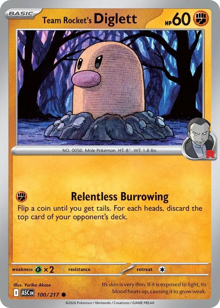 Mega Evolution—Ascended Heroes 英語版 Team Rocket's Diglett 100 カード表面