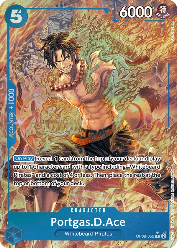 Two Legends 영어판 Portgas.D.Ace OP08-052 · 패럴렐 카드 앞면