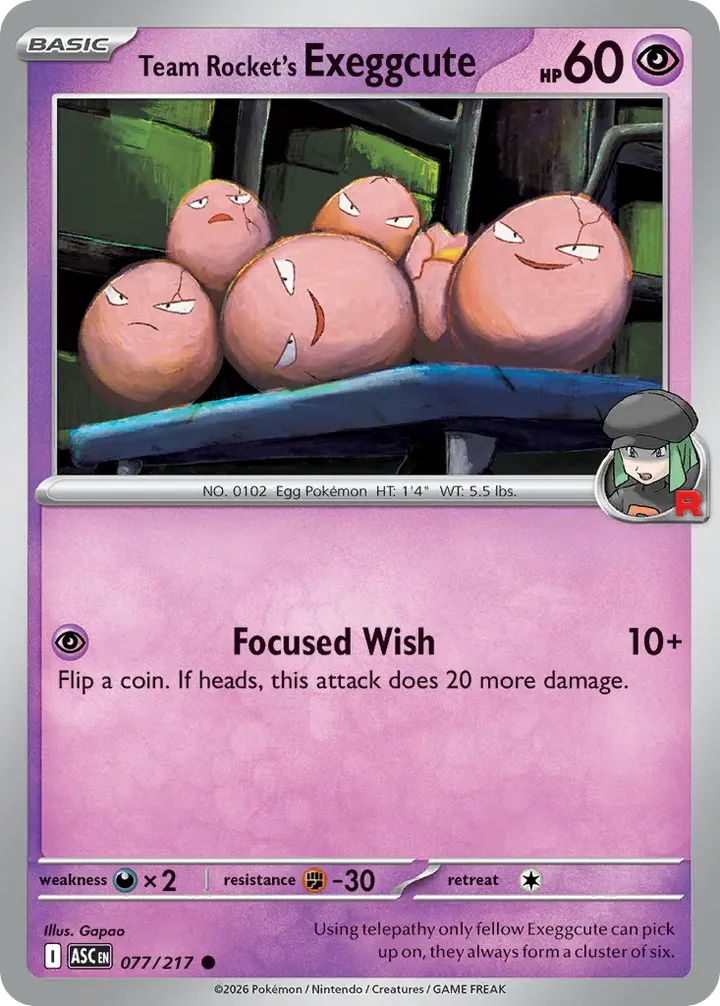 Mega Evolution—Ascended Heroes 英語版 Team Rocket's Exeggcute 77 カード表面