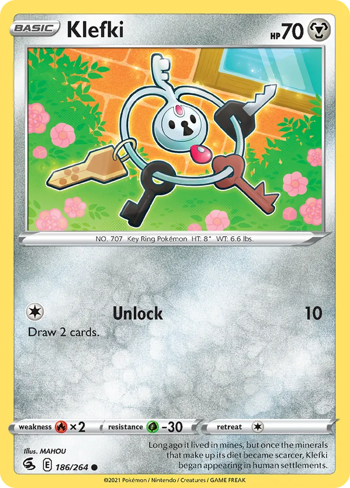 Sword & Shield—Fusion Strike 영어판 Klefki 186 카드 앞면