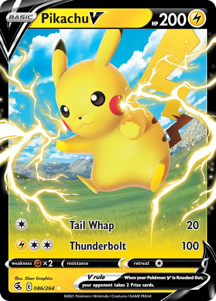 Sword & Shield—Fusion Strike 英語版 Pikachu V 86 カード表面