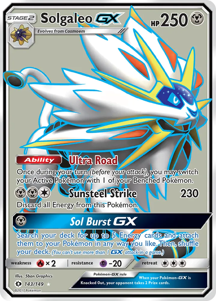 Sun & Moon 英語版 Solgaleo-GX 143 カード表面