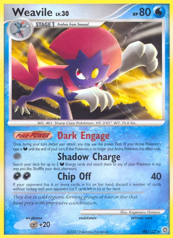 Diamond & Pearl—Secret Wonders 영어판 Weavile 40 카드 앞면
