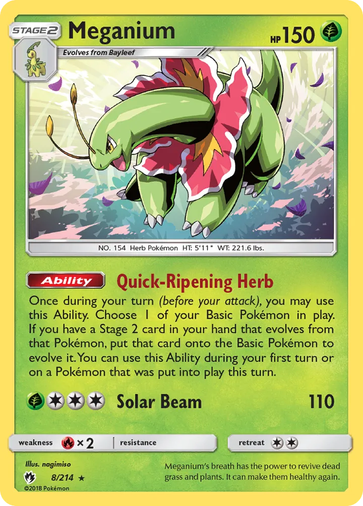 Sun & Moon—Lost Thunder 英語版 Meganium 8 カード表面