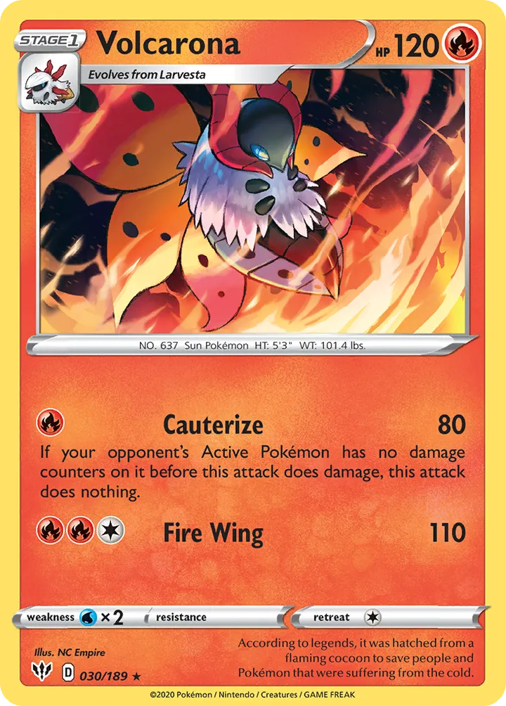 Sword & Shield—Darkness Ablaze 영어판 Volcarona 30 카드 앞면