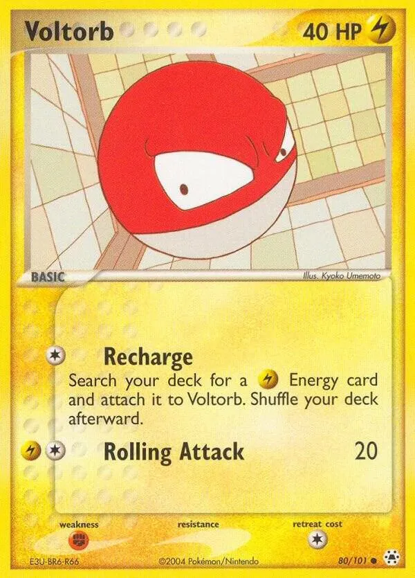 Front of Voltorb 80, EX Hidden Legends English