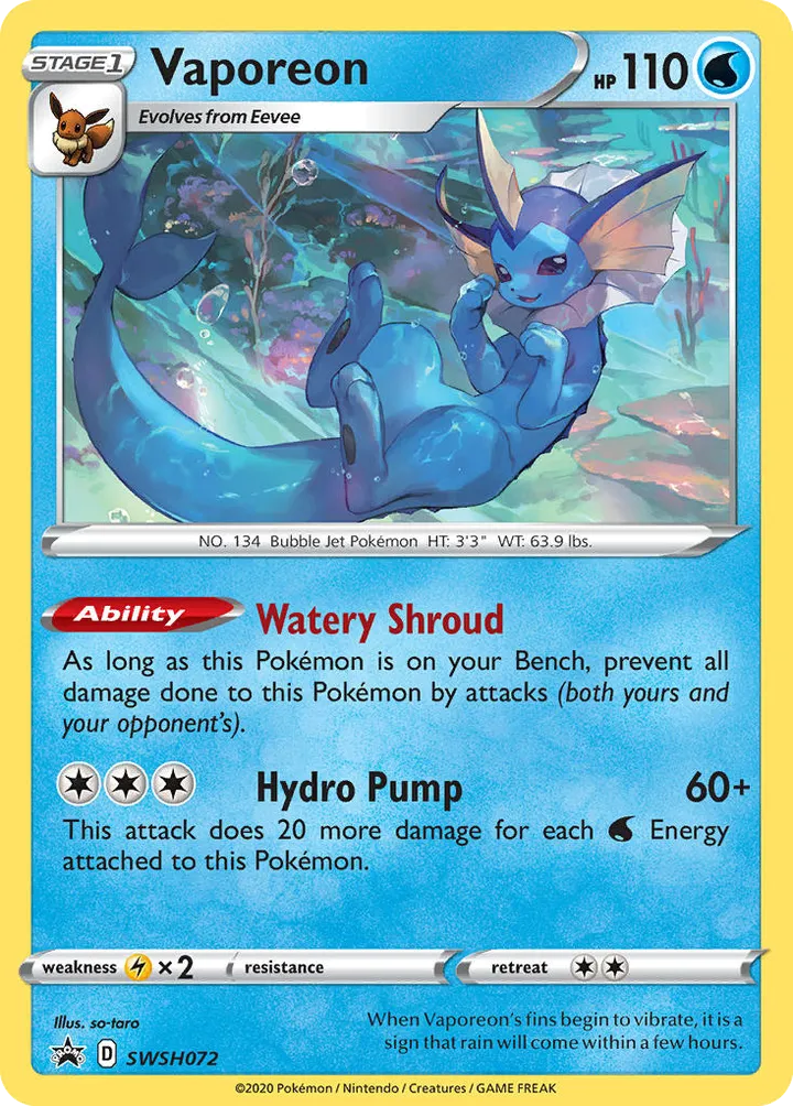 SWSH Black Star Promos 英語版 Vaporeon SWSH072 カード表面