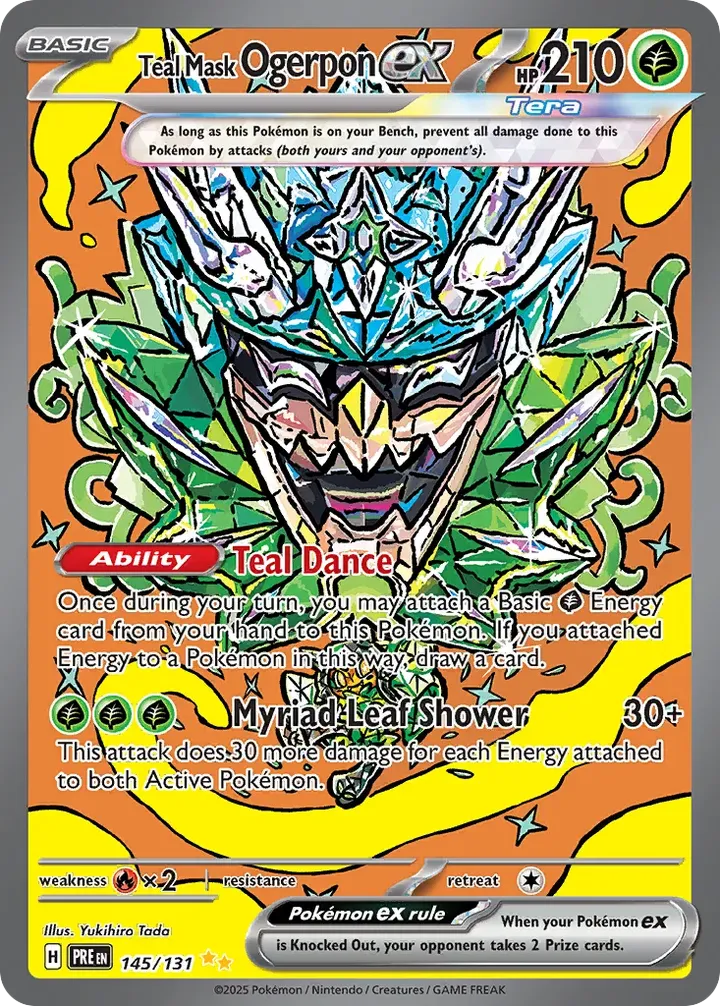 Scarlet & Violet—Prismatic Evolutions 英語版 Teal Mask Ogerpon ex 145 カード表面