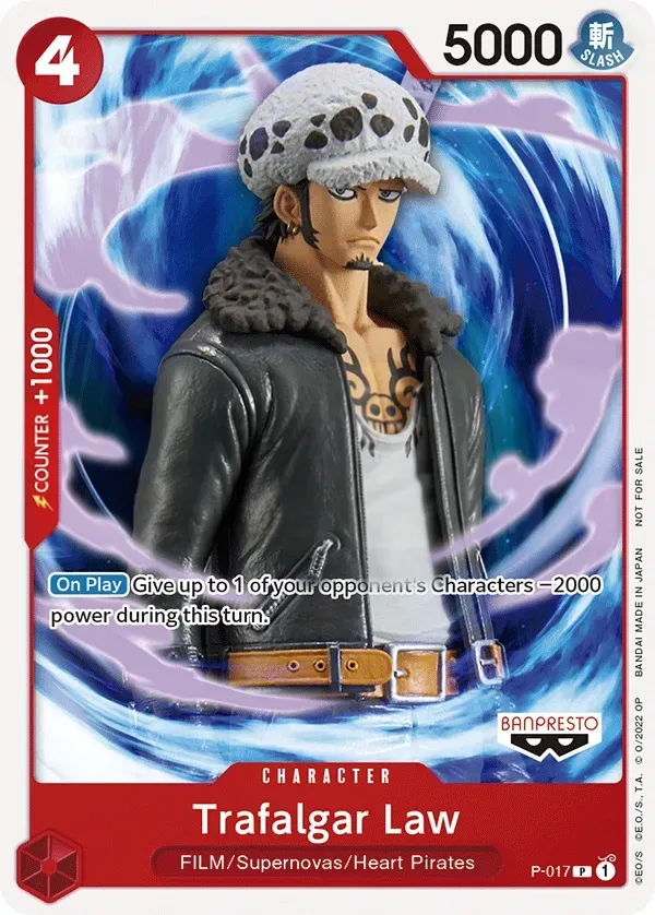 Front of Trafalgar Law P-017, Promotion Cards English