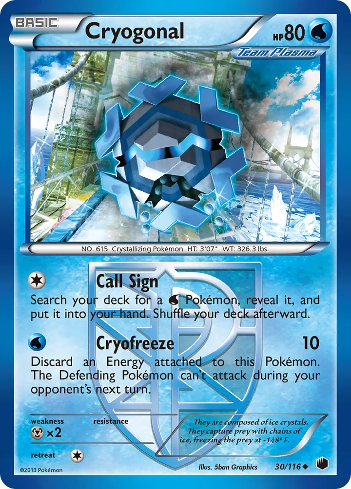Black & White—Plasma Freeze 영어판 Cryogonal 30 카드 앞면