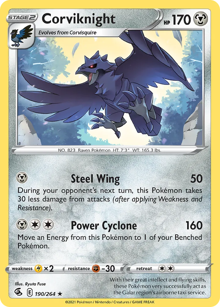 Sword & Shield—Fusion Strike 영어판 Corviknight 190 카드 앞면