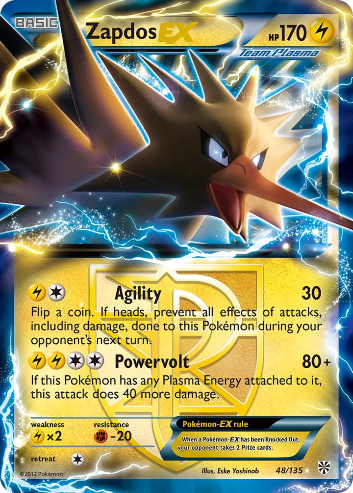 Black & White—Plasma Storm 영어판 Zapdos-EX 48 카드 앞면