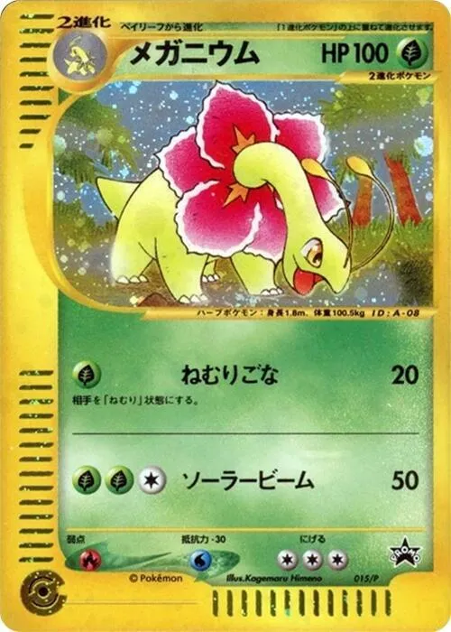 Pプロモーションカード 일본판 メガニウム 15 카드 앞면