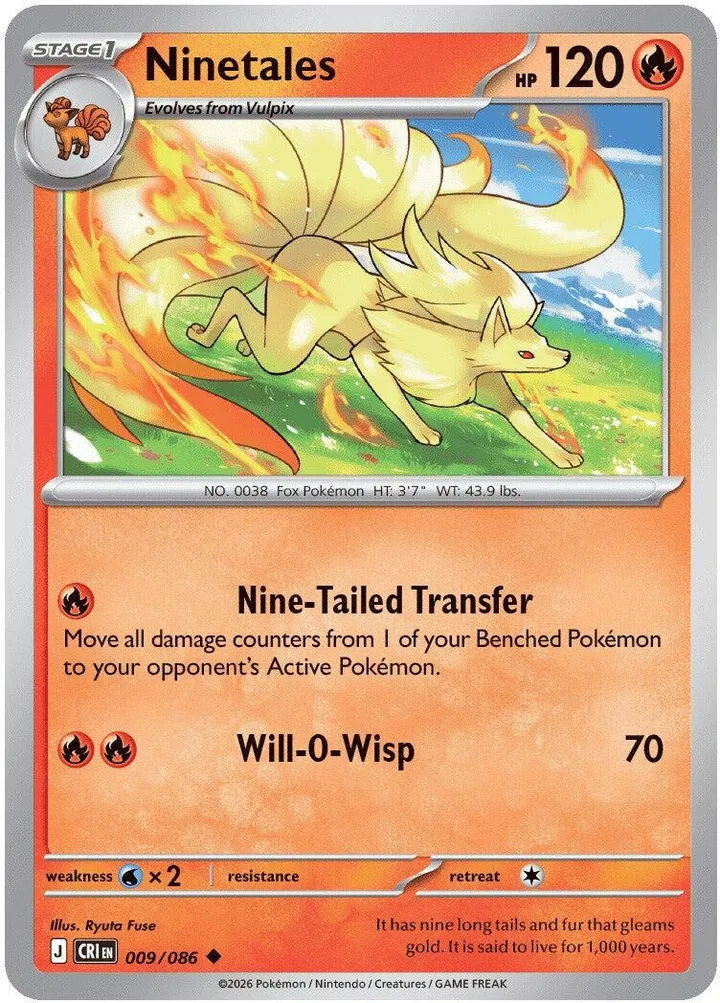 Mega Evolution—Chaos Rising 영어판 Ninetales 9 카드 앞면