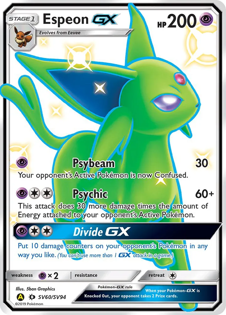 Front of Espeon-GX SV60, Hidden Fates English