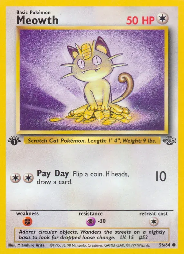 Jungle 영어판 Meowth 56 카드 앞면