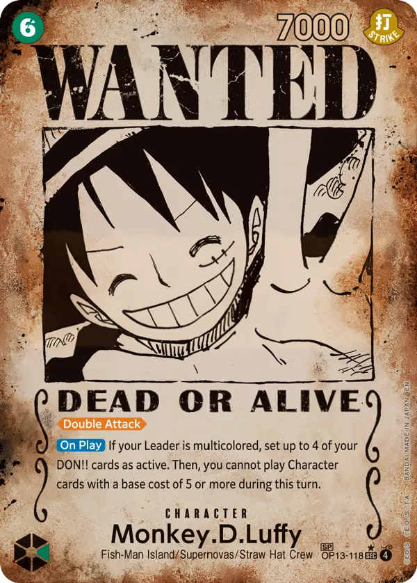 Carrying on His Will 英語版 Monkey.D.Luffy OP13-118 · パラレル 4 カード表面
