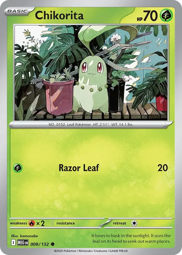 Mega Evolution 英語版 Chikorita 8 カード表面