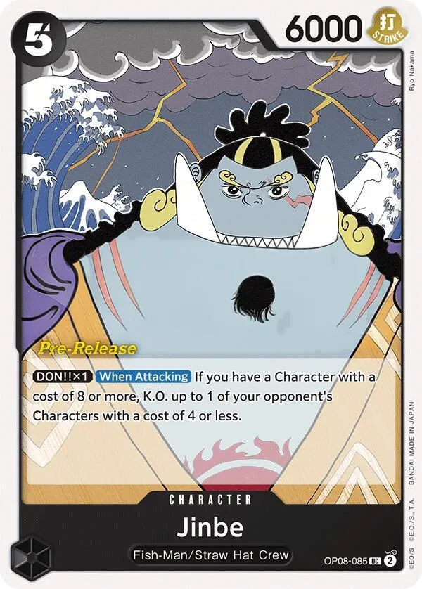 Two Legends 英語版 Jinbe OP08-085 · プレリリース カード表面