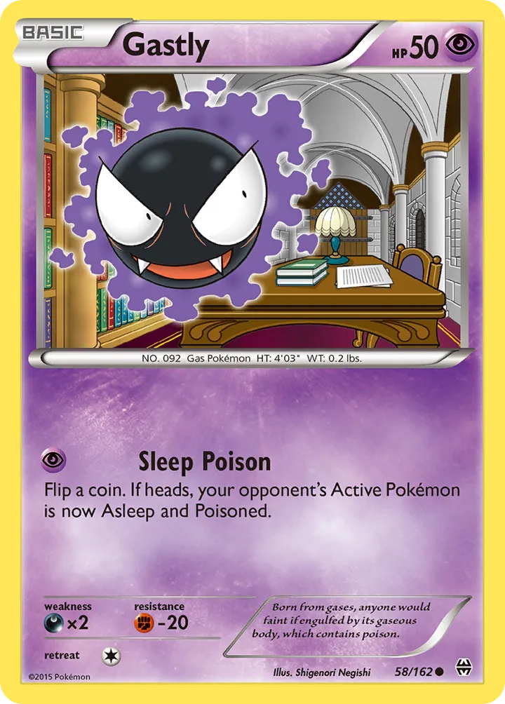 XY—BREAKthrough 영어판 Gastly 58 카드 앞면