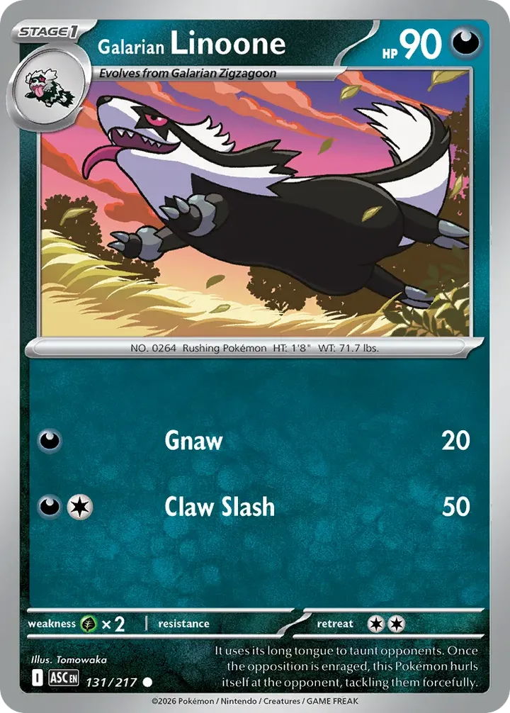 Mega Evolution—Ascended Heroes 영어판 Galarian Linoone 131 카드 앞면