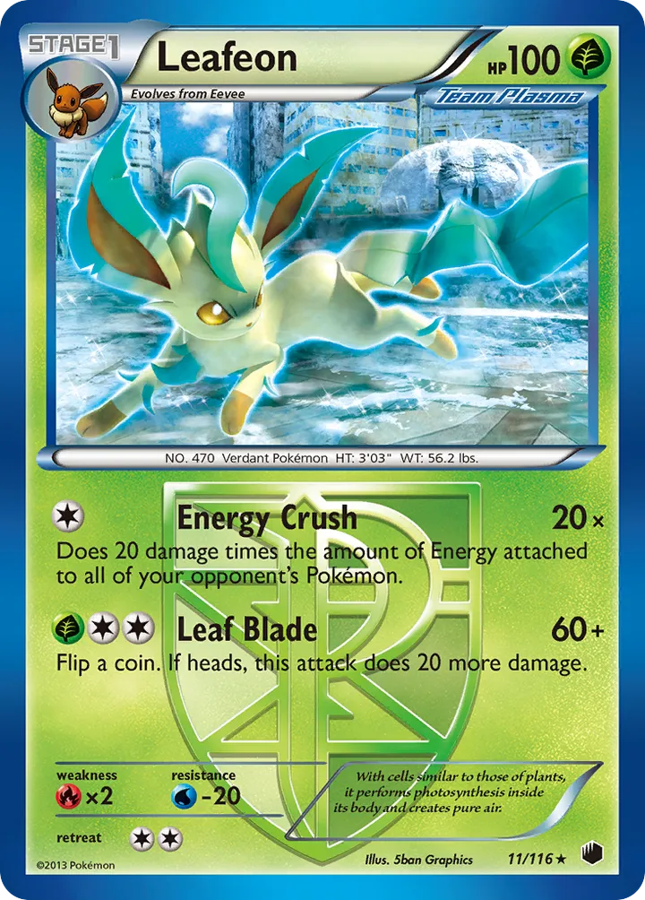 Black & White—Plasma Freeze 영어판 Leafeon 11 카드 앞면