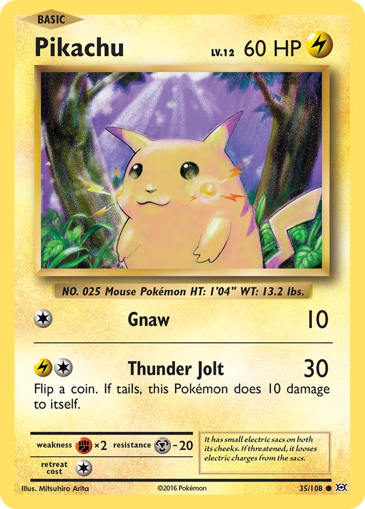 XY—Evolutions 영어판 Pikachu 35 카드 앞면