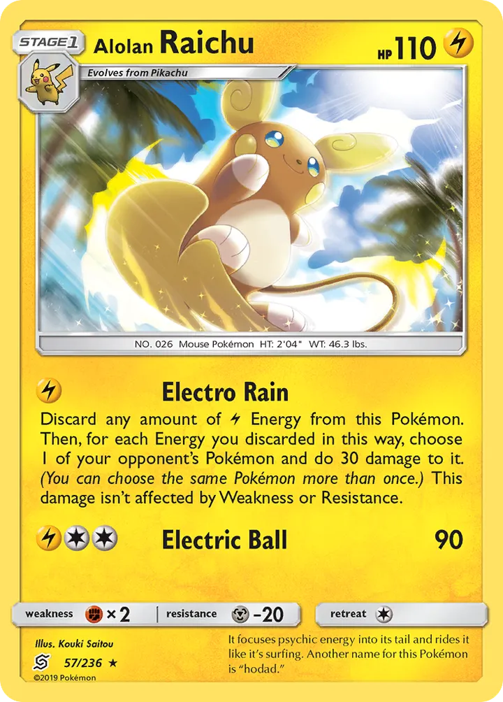 Sun & Moon—Unified Minds 英語版 Alolan Raichu 57 カード表面