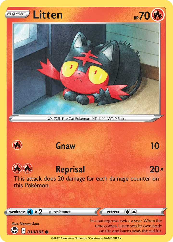 Sword & Shield—Silver Tempest 영어판 Litten 30 카드 앞면