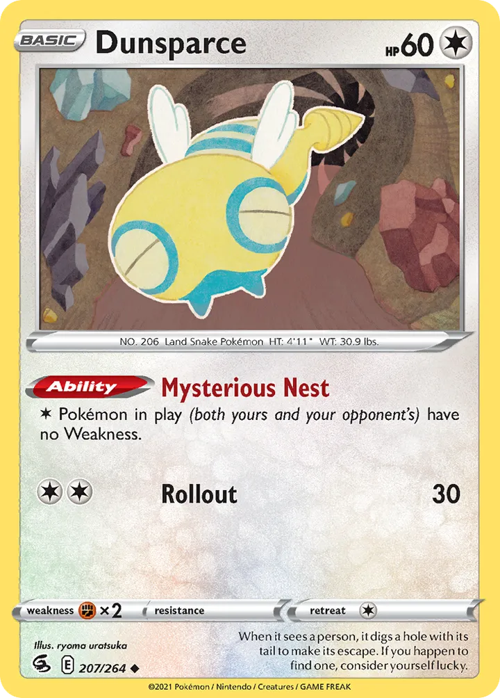 Sword & Shield—Fusion Strike 영어판 Dunsparce 207 카드 앞면