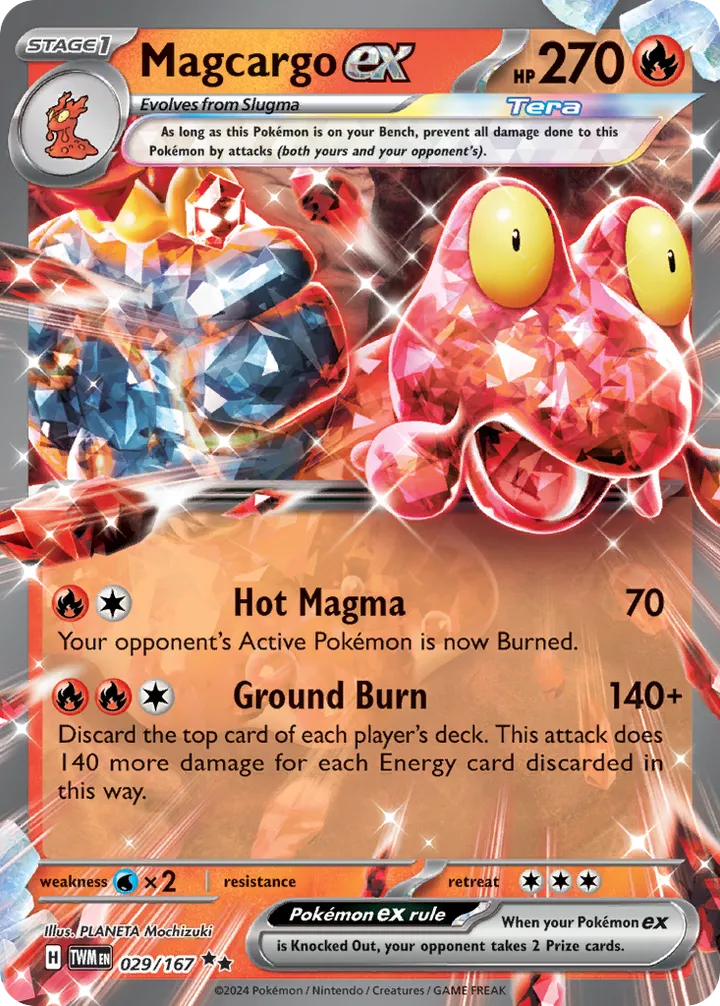 Front of Magcargo ex 29, Scarlet & Violet—Twilight Masquerade English