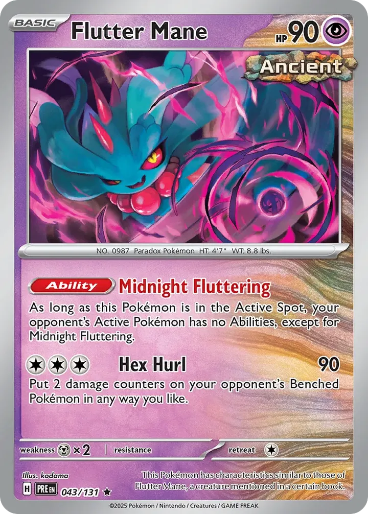 Scarlet & Violet—Prismatic Evolutions 영어판 Flutter Mane 43 카드 앞면