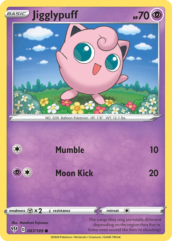 Sword & Shield—Darkness Ablaze 英語版 Jigglypuff 67 カード表面