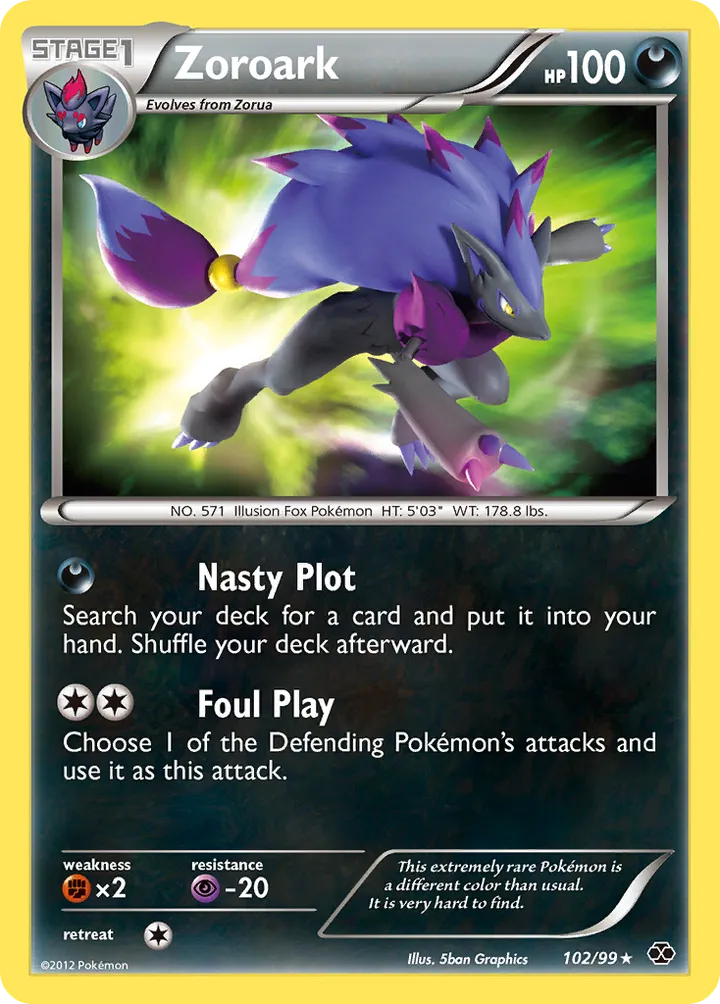 Black & White—Next Destinies 영어판 Zoroark 102 카드 앞면
