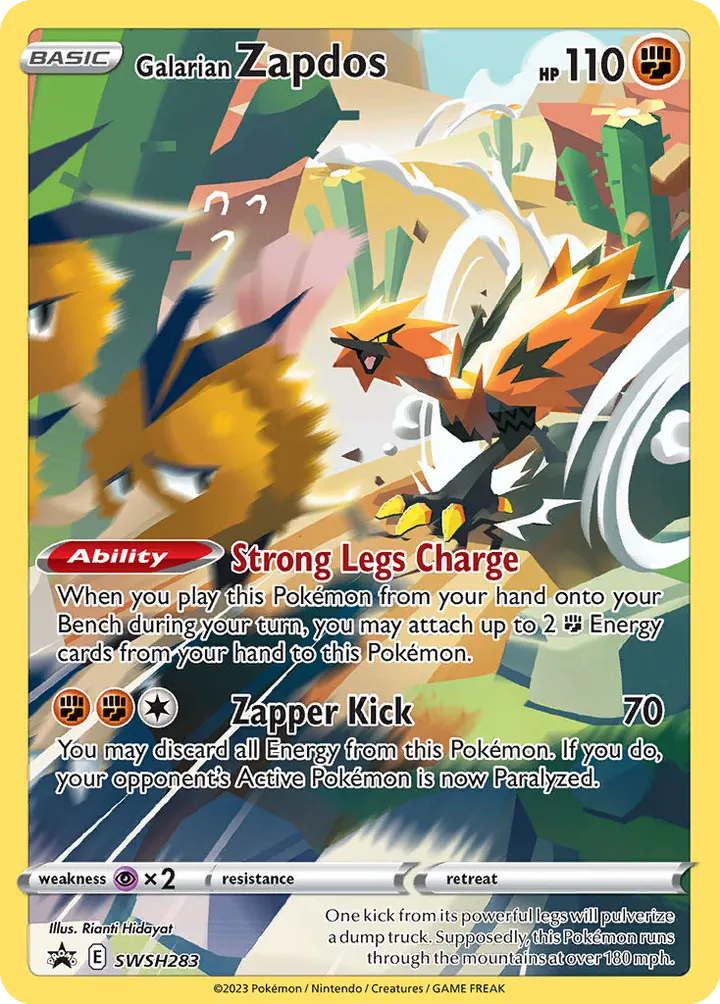 Front of Galarian Zapdos SWSH283, SWSH Black Star Promos English