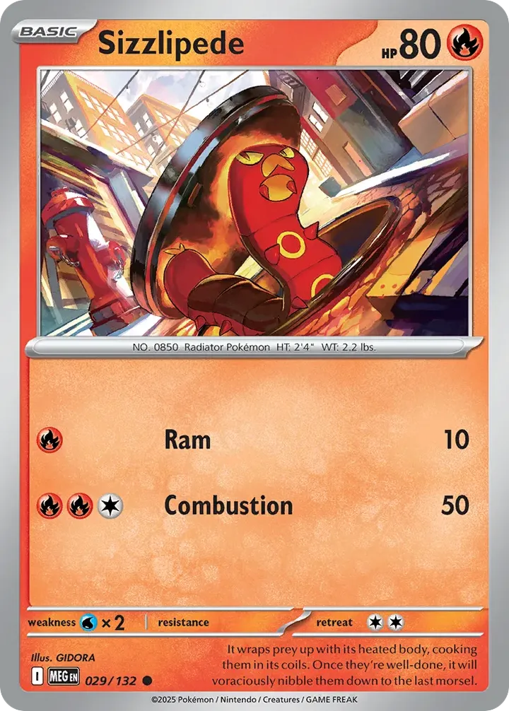 Mega Evolution 英語版 Sizzlipede 29 カード表面