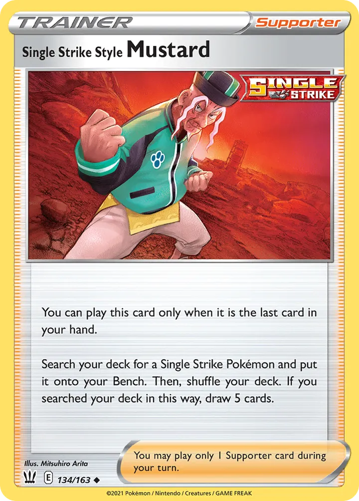 Sword & Shield—Battle Styles 영어판 Single Strike Style Mustard 134 카드 앞면