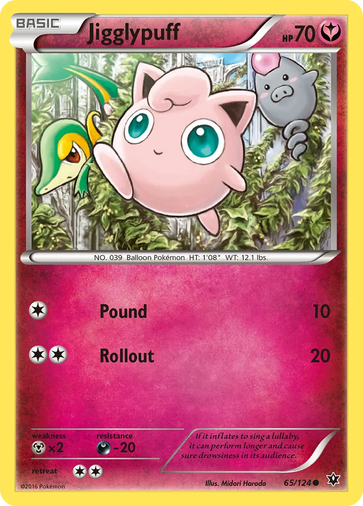 XY—Fates Collide 영어판 Jigglypuff 65 카드 앞면