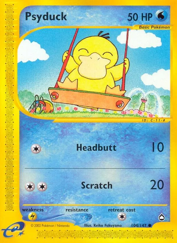Aquapolis 영어판 Psyduck 104 카드 앞면