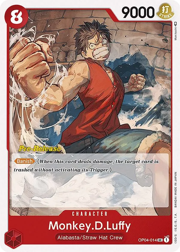 Kingdoms of Intrigue 영어판 Monkey.D.Luffy OP04-014 · 세트 출시 행사 카드 앞면