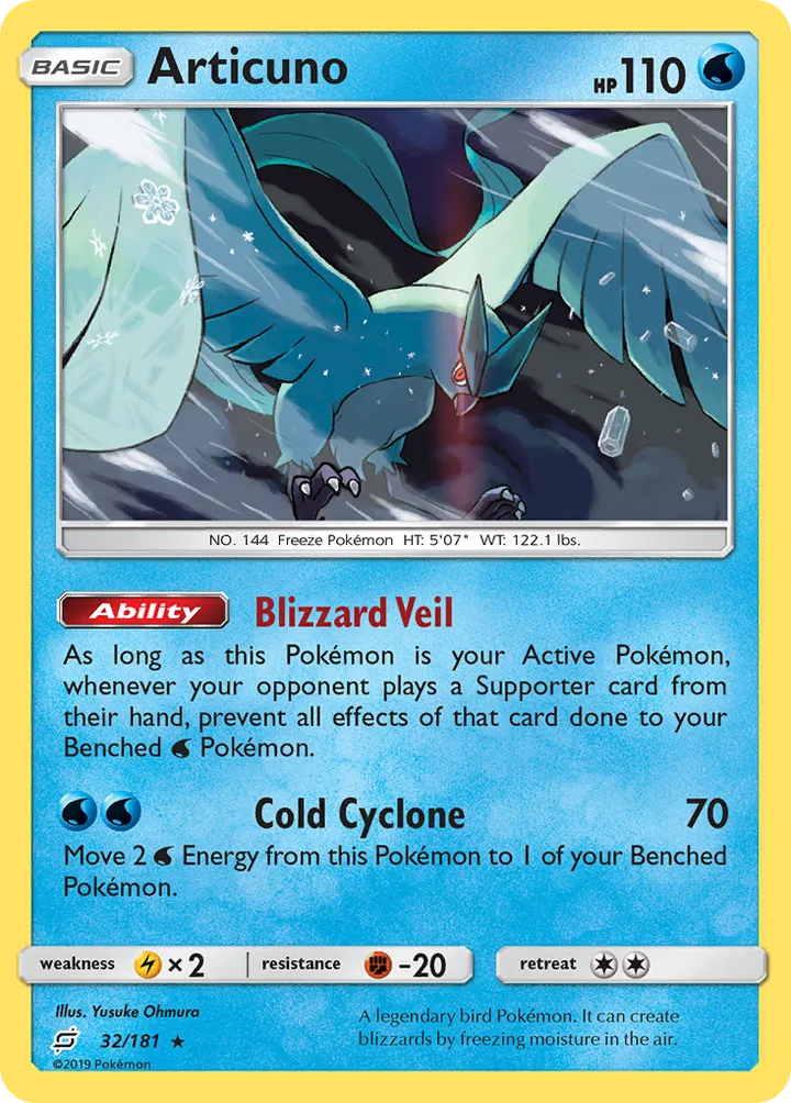 Sun & Moon—Team Up 영어판 Articuno 32 카드 앞면