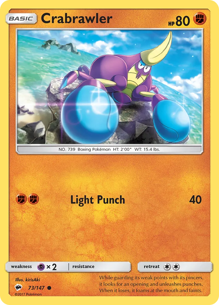 Sun & Moon—Burning Shadows 영어판 Crabrawler 73 카드 앞면