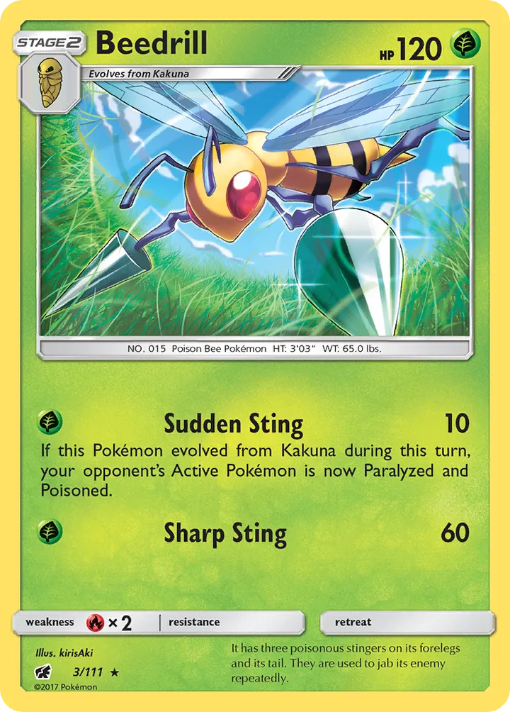 Sun & Moon—Crimson Invasion 영어판 Beedrill 3 카드 앞면