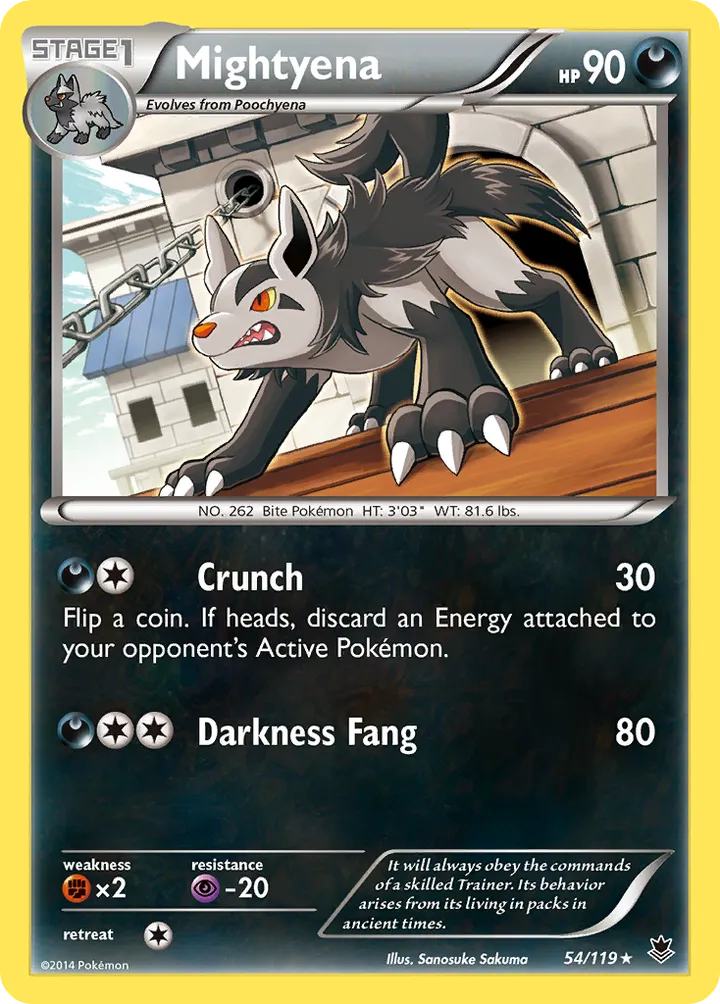 XY—Phantom Forces 영어판 Mightyena 54 카드 앞면