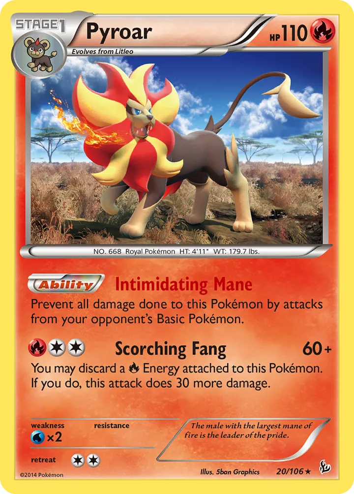 XY—Flashfire 영어판 Pyroar 20 카드 앞면