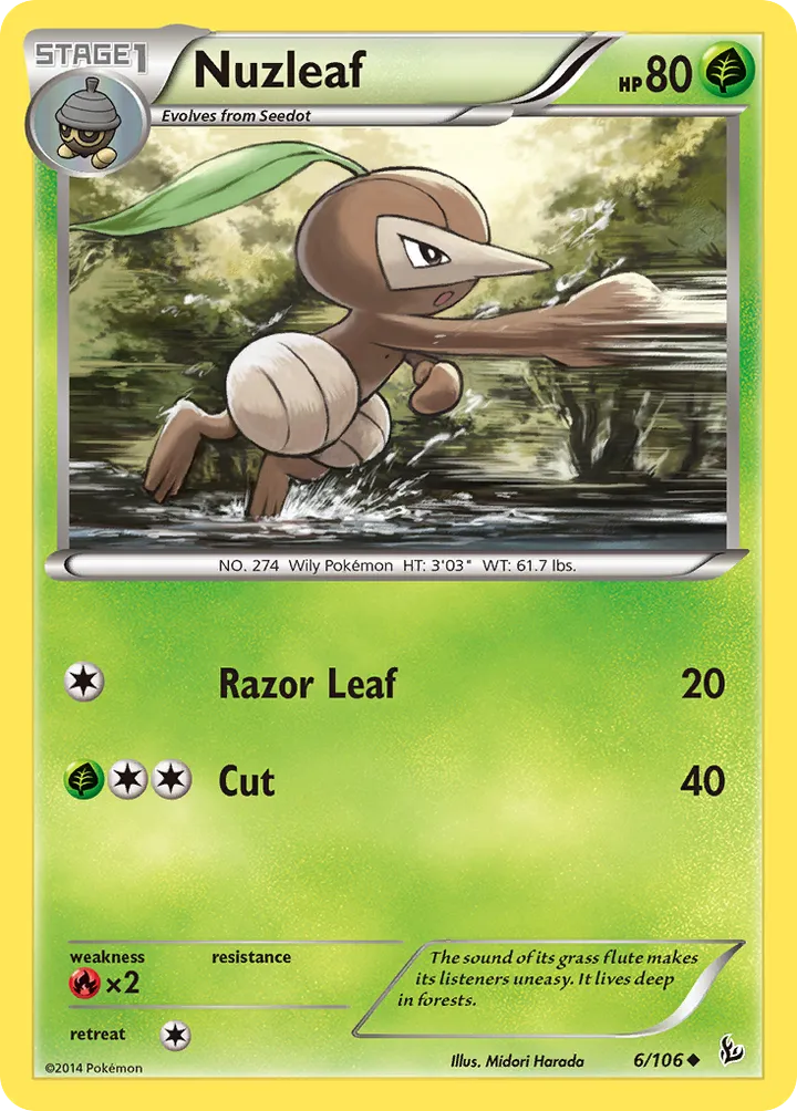 XY—Flashfire 영어판 Nuzleaf 6 카드 앞면