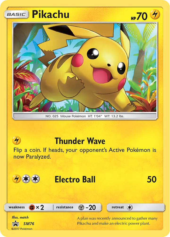 SM Black Star Promos 영어판 Pikachu SM76 카드 앞면