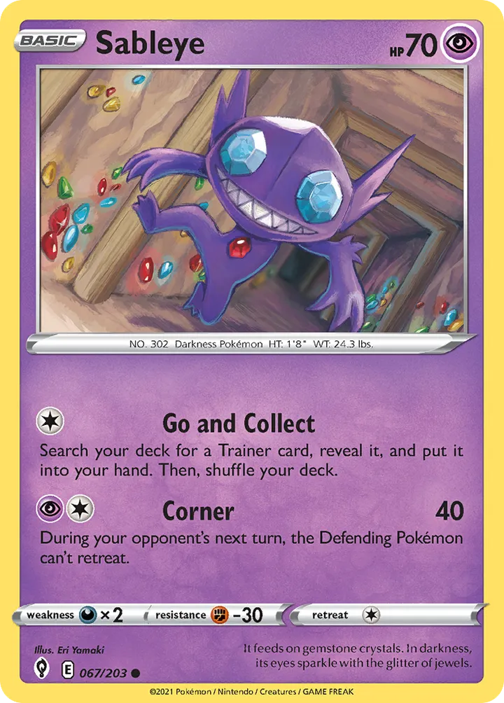 Sword & Shield—Evolving Skies 영어판 Sableye 67 카드 앞면
