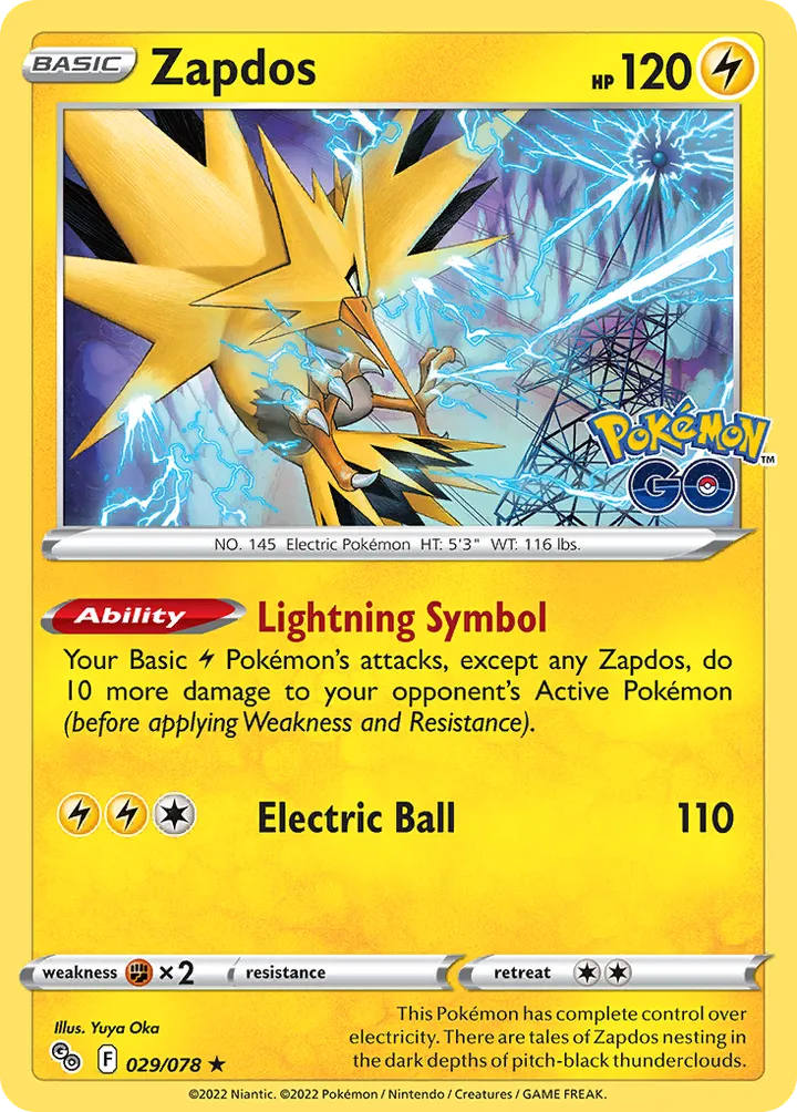 Pokémon TCG: Pokémon GO 영어판 Zapdos 29 카드 앞면