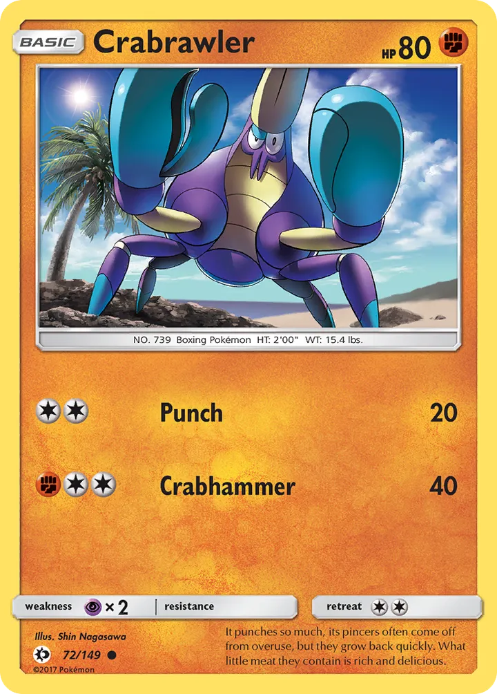 Sun & Moon 영어판 Crabrawler 72 카드 앞면